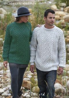 Hayfield Bonus Aran - 9465 Jumpers Knitting Pattern