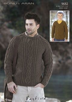 Hayfield Bonus Aran - 9682 Jumpers Knitting Pattern
