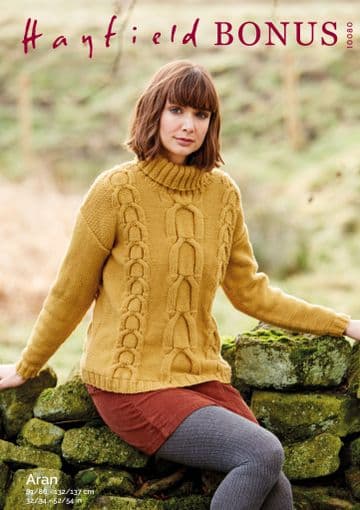 Hayfield Bonus Aran Knitting Pattern - 10080 Sweater