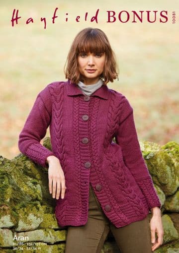 Hayfield Bonus Aran Knitting Pattern - 10081 Jacket