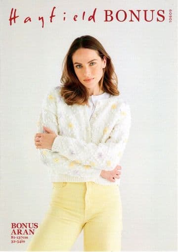 Hayfield Bonus Aran Knitting Pattern - 10609 Cardigan