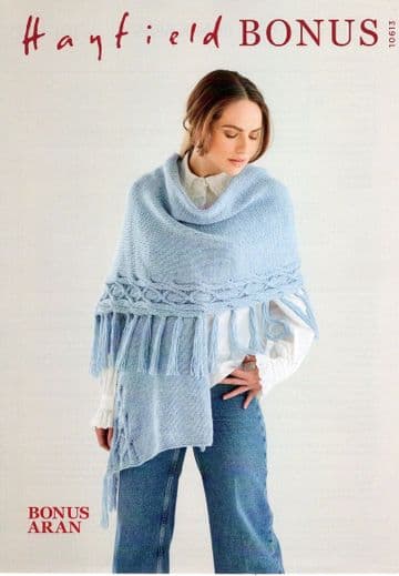 Hayfield Bonus Aran Knitting Pattern - 10613 Scarf