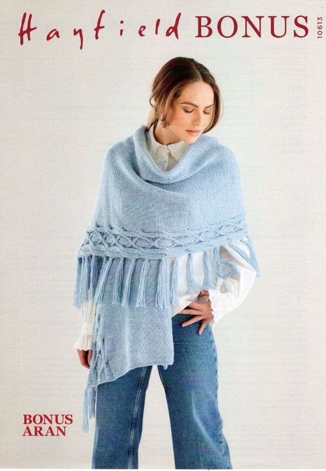Hayfield Bonus Aran Knitting Pattern - 10613 Scarf