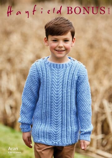 Hayfield Bonus Aran Knitting Pattern - 2506 Sweater