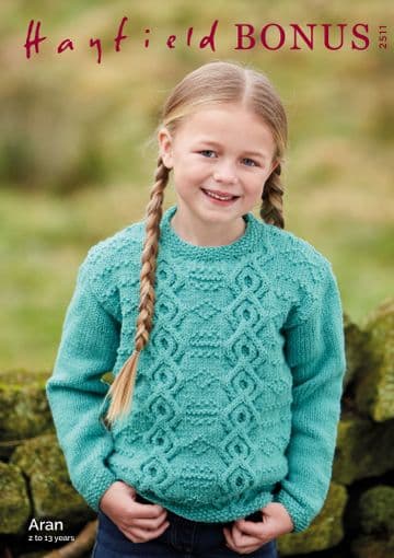 Hayfield Bonus Aran Knitting Pattern - 2511 Sweater
