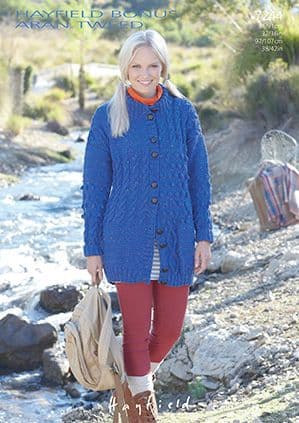 Hayfield Bonus Aran Tweed - 7244 Jacket Knitting Pattern