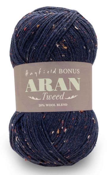 Hayfield Bonus Aran Tweed with Wool 400g - 636 Navy Tweed