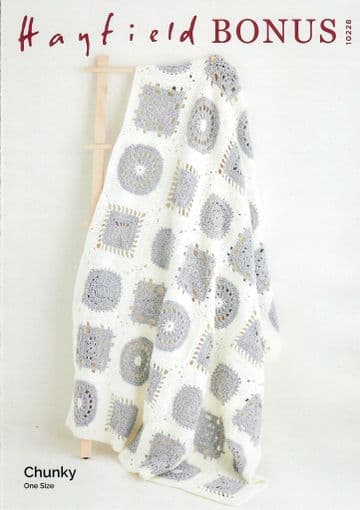 Hayfield Bonus Chunky Crochet Pattern - 10228 Blanket
