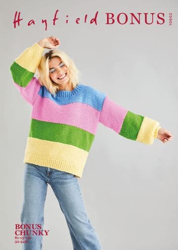 Hayfield Bonus Chunky Knitting Pattern - 10602 Sweater