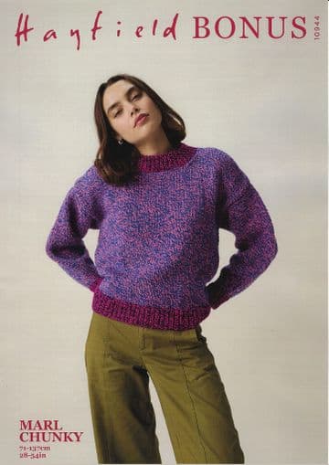 Hayfield Bonus Chunky Knitting Pattern - 10944 Ladies Sweater