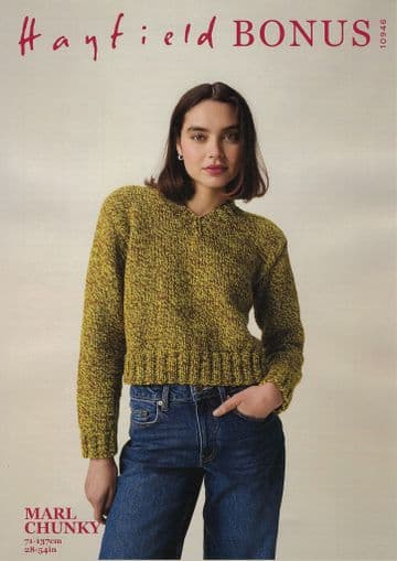 Hayfield Bonus Chunky Knitting Pattern - 10946 Ladies Sweater