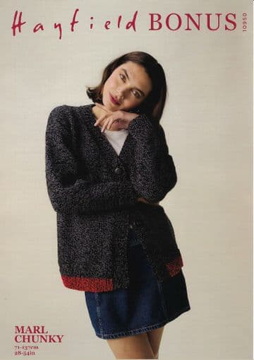 Hayfield Bonus Chunky Knitting Pattern - 10950 Ladies Cardigan