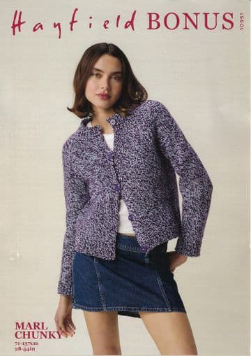 Hayfield Bonus Chunky Knitting Pattern - 10951 Ladies Cardigan