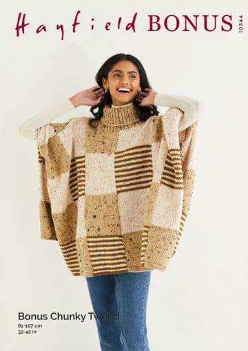 Hayfield Bonus Chunky Tweed Knitting Pattern - 10344 Poncho