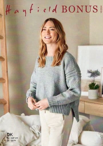 Hayfield Bonus DK - 10264 Sweater Knitting Pattern