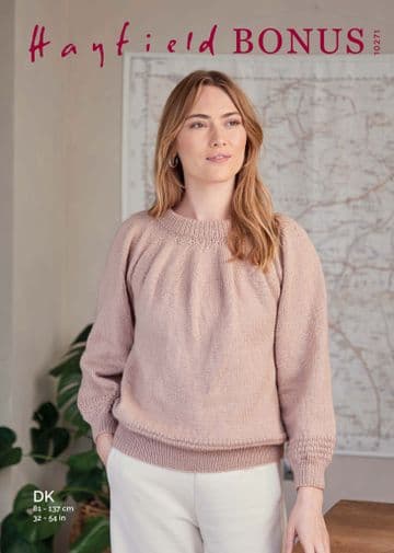 Hayfield Bonus DK - 10271 Sweater Knitting Pattern