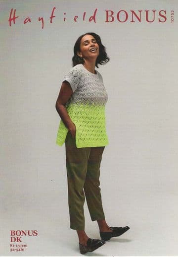 Hayfield Bonus DK - 10755 Ladies Top/Tank Top Knitting Pattern