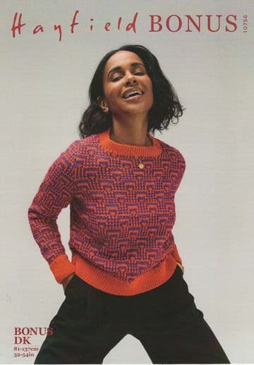 Hayfield Bonus DK - 10756 Ladies Sweater Knitting Pattern