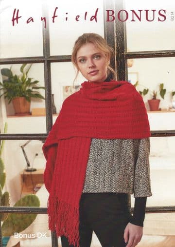 Hayfield Bonus DK - 8214 Wrap / Scarf Knitting Pattern