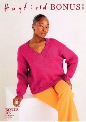Hayfield Bonus DK Knitting Pattern - 10596 Sweater