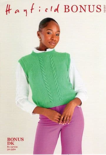 Hayfield Bonus DK Knitting Pattern - 10597 Vest