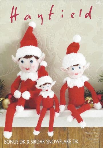 Hayfield Bonus DK & Snowflake DK - 2475 Christmas Elves Toy Knitting Pattern