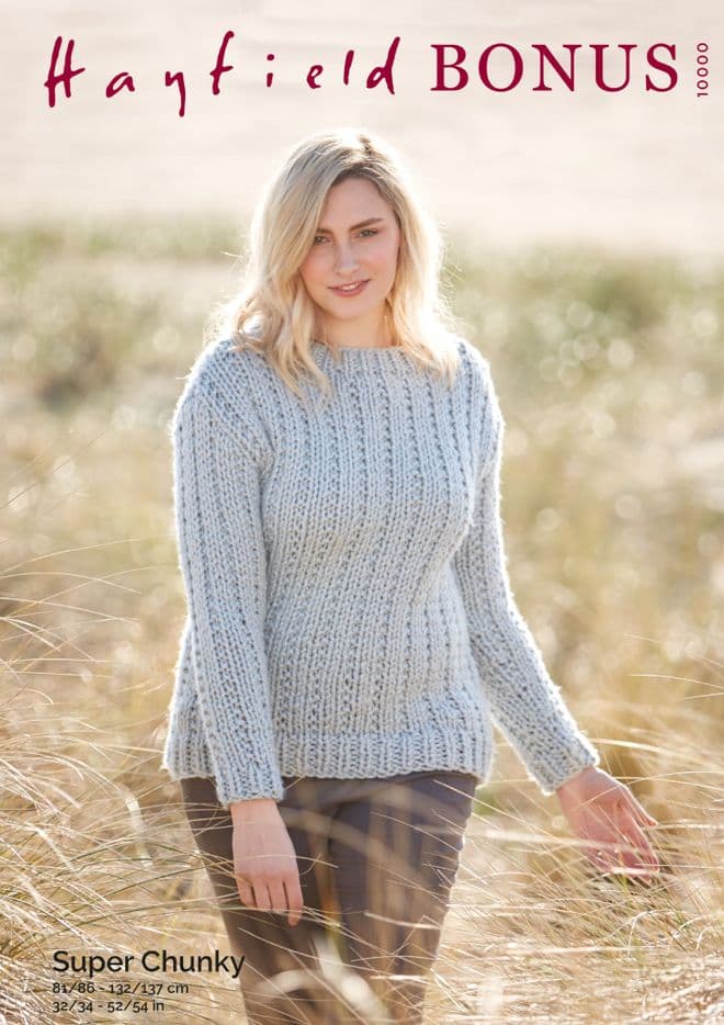 Hayfield Bonus Super Chunky Knitting Pattern - 10000 Sweater