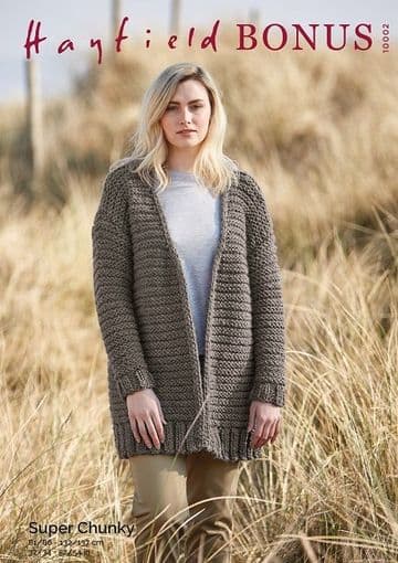 Hayfield Bonus Super Chunky Knitting Pattern - 10002 Coatigan