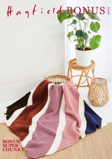 Hayfield Bonus Super Chunky Knitting Pattern - 10619 Blanket