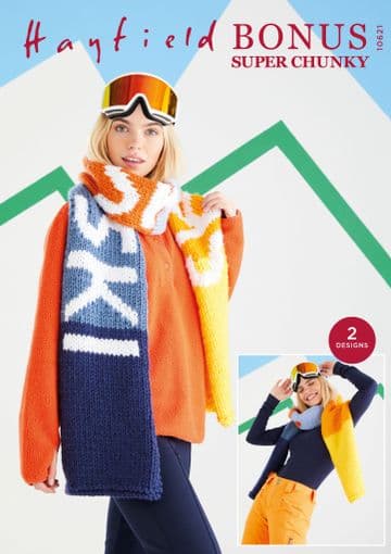 Hayfield Bonus Super Chunky Knitting Pattern - 10621 Scarves