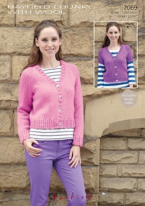Hayfield Chunky with Wool - 7069 Cardigans Knitting Pattern