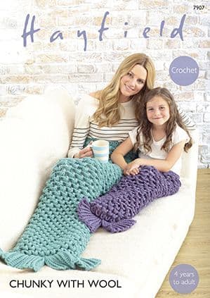 Hayfield Chunky with Wool - 7907 Mermaid Tail Crochet Pattern