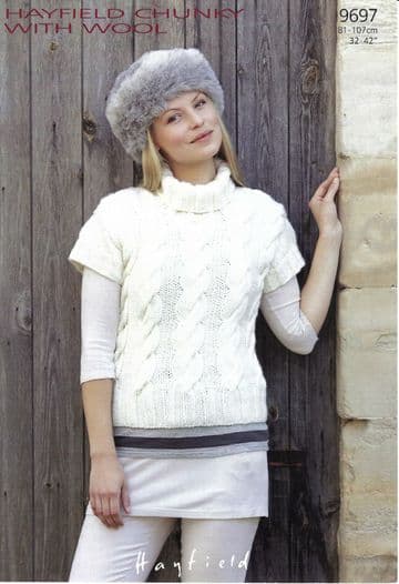 Hayfield Chunky with Wool - 9697 Ladies Tank Top (32 - 42ins) Knitting Pattern