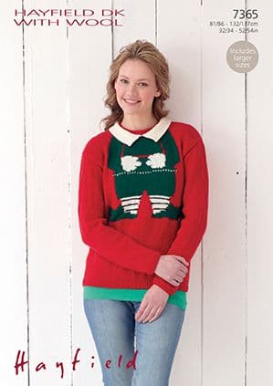 Hayfield DK with Wool - 7365 Sweater Knitting Pattern