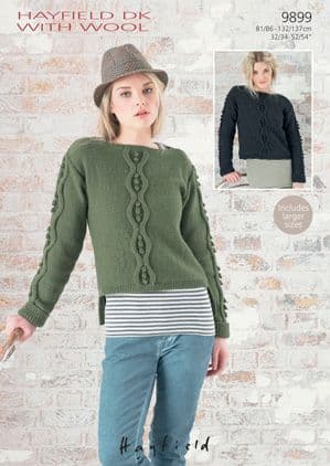 Hayfield DK with Wool - 9899 Jumper Knitting Pattern