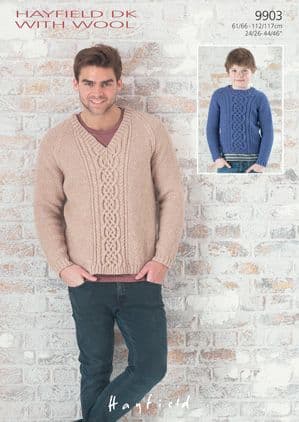 Hayfield DK with Wool - 9903  Jumpers Knitting Pattern