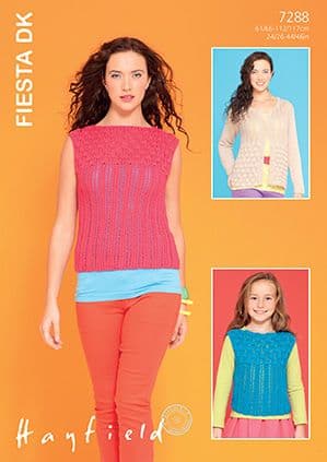 Hayfield Fiesta DK - 7288 Cardigan & Top Knitting Pattern