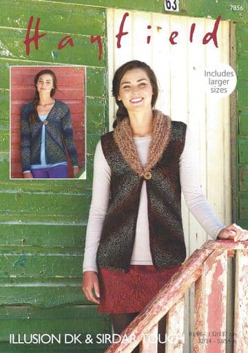 Hayfield Illusion DK - 7856 Waistcoat & Cardigan Knitting Pattern