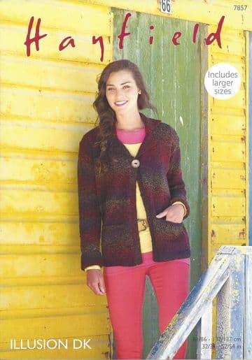 Hayfield Illusion DK - 7857 Woman's Jacket Knitting Pattern