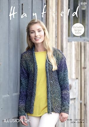Hayfield Illusion DK - 8109 Double Knit Jacket Knitting Pattern