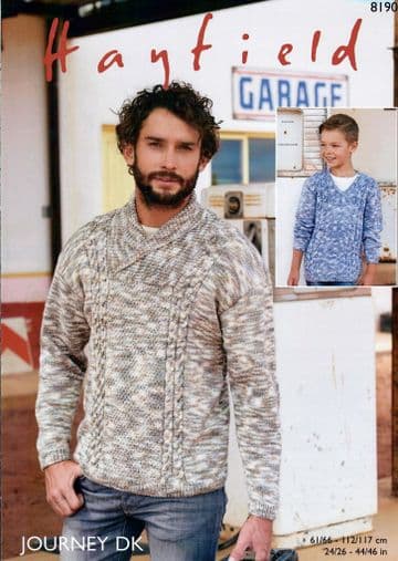 Hayfield Journey DK Knitting Pattern - 8190 Sweaters