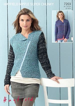 Hayfield Ripple Super Chunky - 7203 Jackets Knitting Pattern