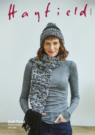Hayfield Soft Twist Knitting Pattern - 10333 Hat & Scarf