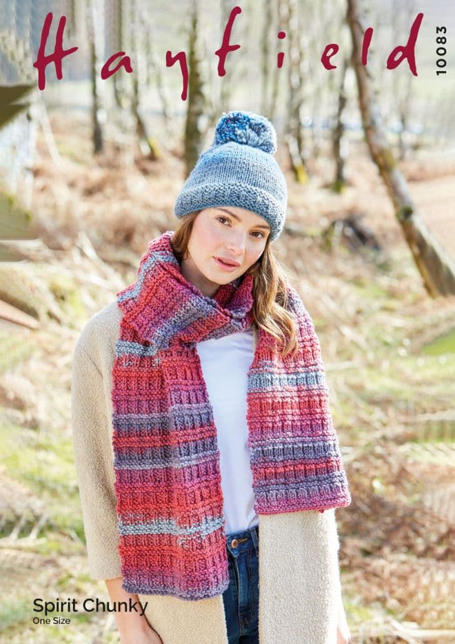 Hayfield Spirit Chunky Knitting Pattern - 10083 Hat & Scarf