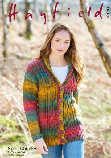 Hayfield Spirit Chunky Knitting Pattern - 10084 Shawl Collar Cardigan