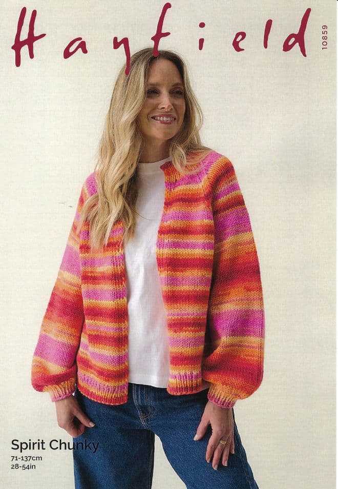 Hayfield Spirit Chunky Knitting Pattern - 10859 Ladies Cardigan (28-54ins)