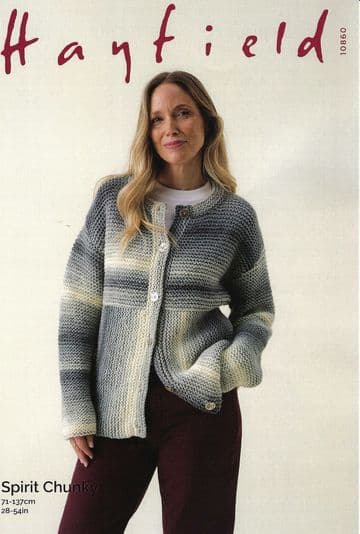 Hayfield Spirit Chunky Knitting Pattern - 10860 Ladies Cardigan (28-54ins)
