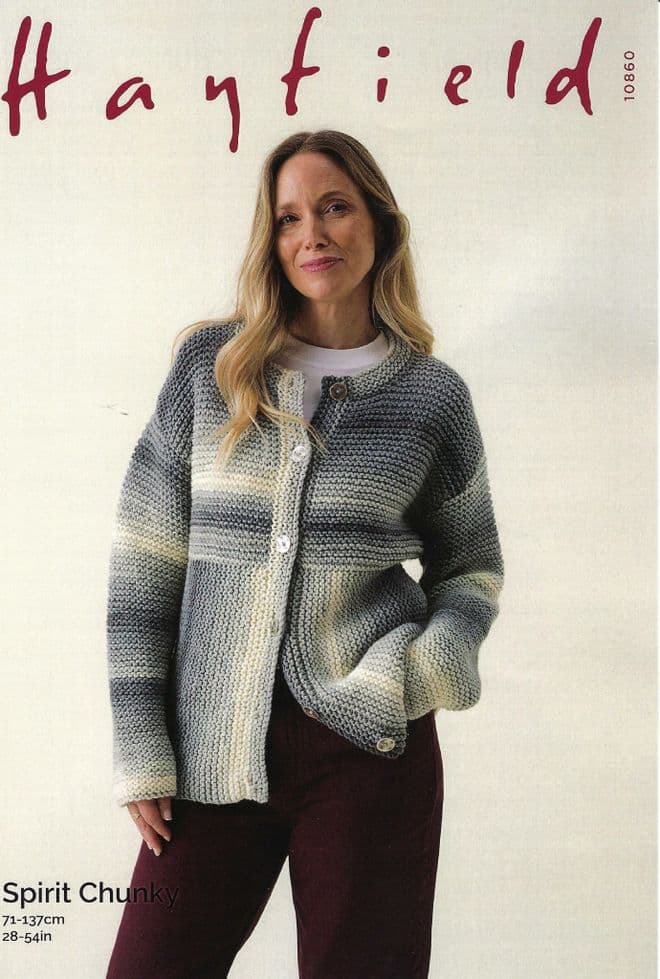 Hayfield Spirit Chunky Knitting Pattern - 10860 Ladies Cardigan (28-54ins)