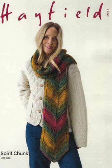 Hayfield Spirit Chunky Knitting Pattern - 10865 Ladies Scarf ( 25cm x 179cm)