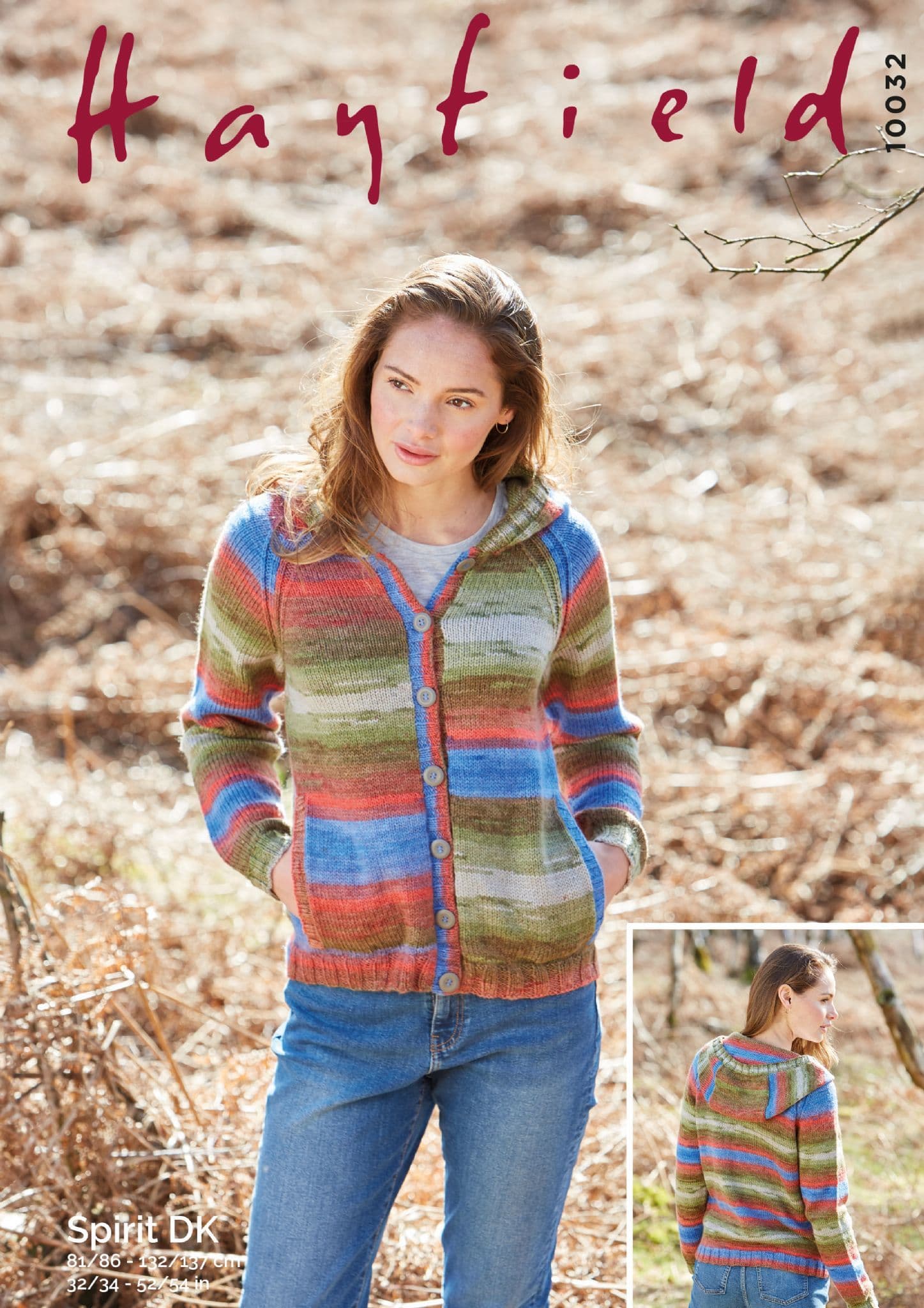 Hayfield Spirit Double Knit 10032 Hooded Cardigan Knitting Pattern